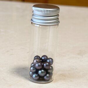 2/$20, Small Glass Bottle w/ Genuine Peacock Freshwater Pearls